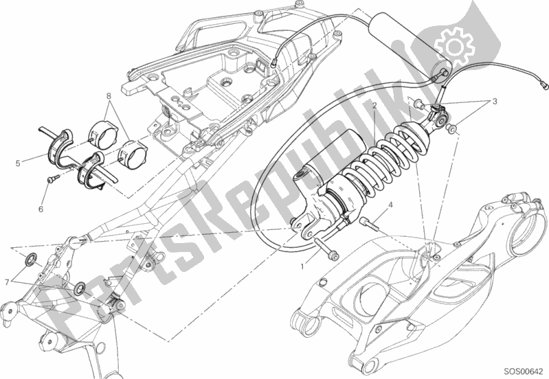 Toutes les pièces pour le Amortisseur Arrière du Ducati Multistrada 1200 S Touring Brasil 2014